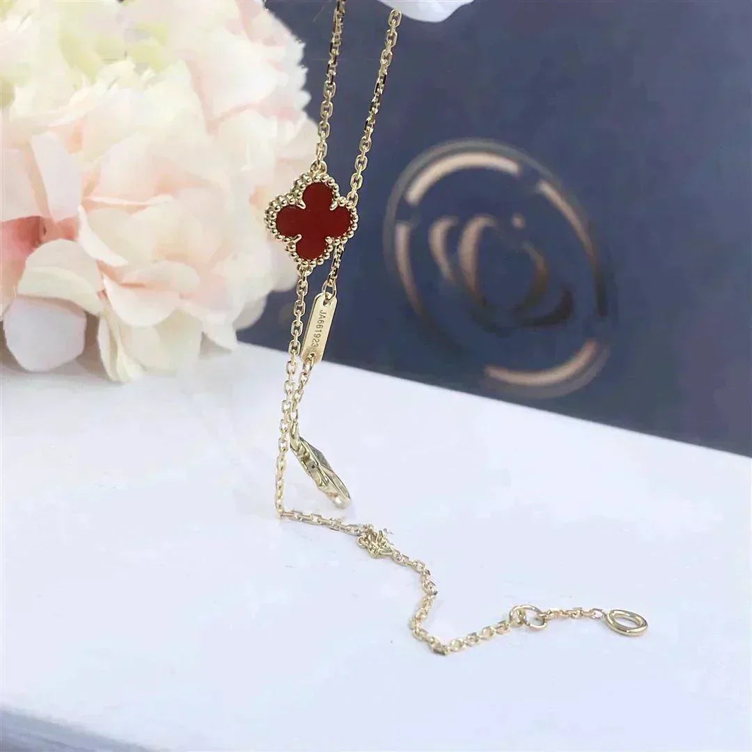 [⭐Glow]CLOVER  CARNELIAN SINGLE FLOWER BRACELET