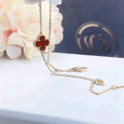 [⭐Glow]CLOVER  CARNELIAN SINGLE FLOWER BRACELET