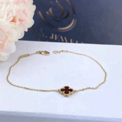 [⭐Glow]CLOVER  CARNELIAN SINGLE FLOWER BRACELET