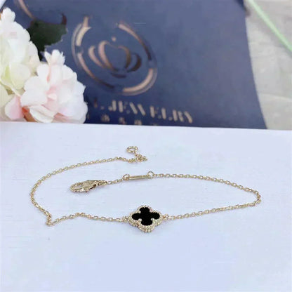 [⭐Glow]CLOVER ONYX SINGLE FLOWER BRACELET