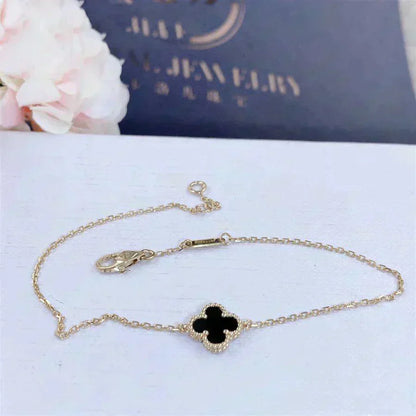 [⭐Glow]CLOVER ONYX SINGLE FLOWER BRACELET