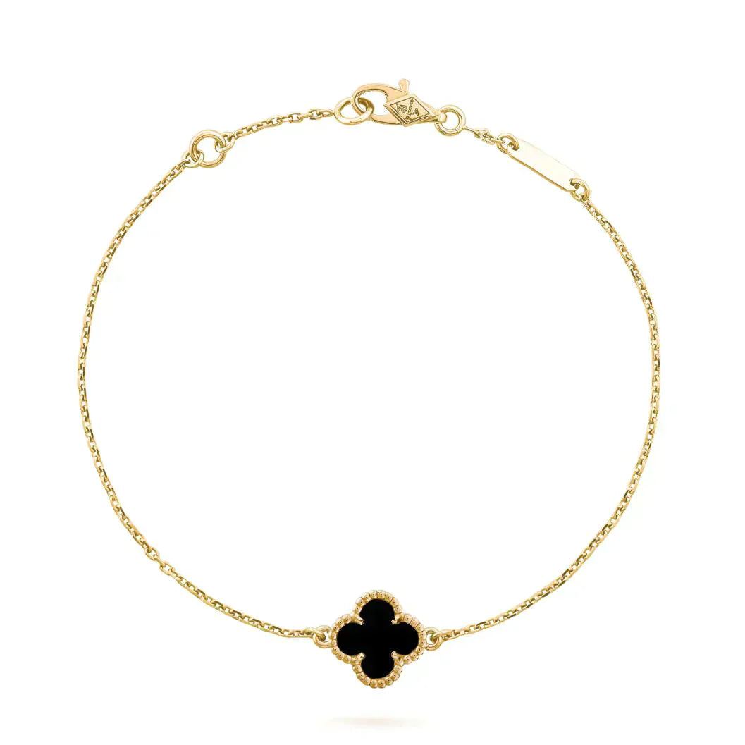 [⭐Glow]CLOVER ONYX SINGLE FLOWER BRACELET