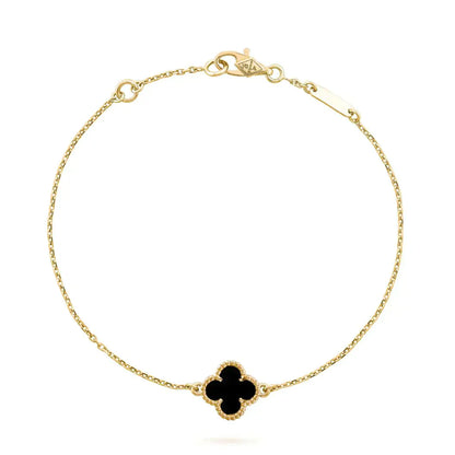 [⭐Glow]CLOVER ONYX SINGLE FLOWER BRACELET
