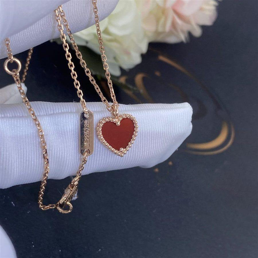 [⭐Glow]SWEET CLOVER CARNELIAN HEART NECKLACE
