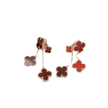 [⭐Glow]CLOVER EARRINGS CARNELIAN 4 MOTIFS PINK GOLD