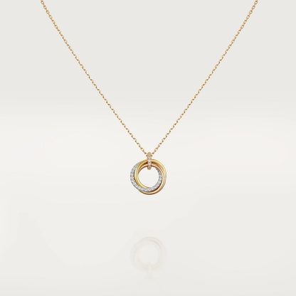 [⭐Glow]TRINITY NECKLACE SILVER GOLD PINK GOLD DIAMONDS