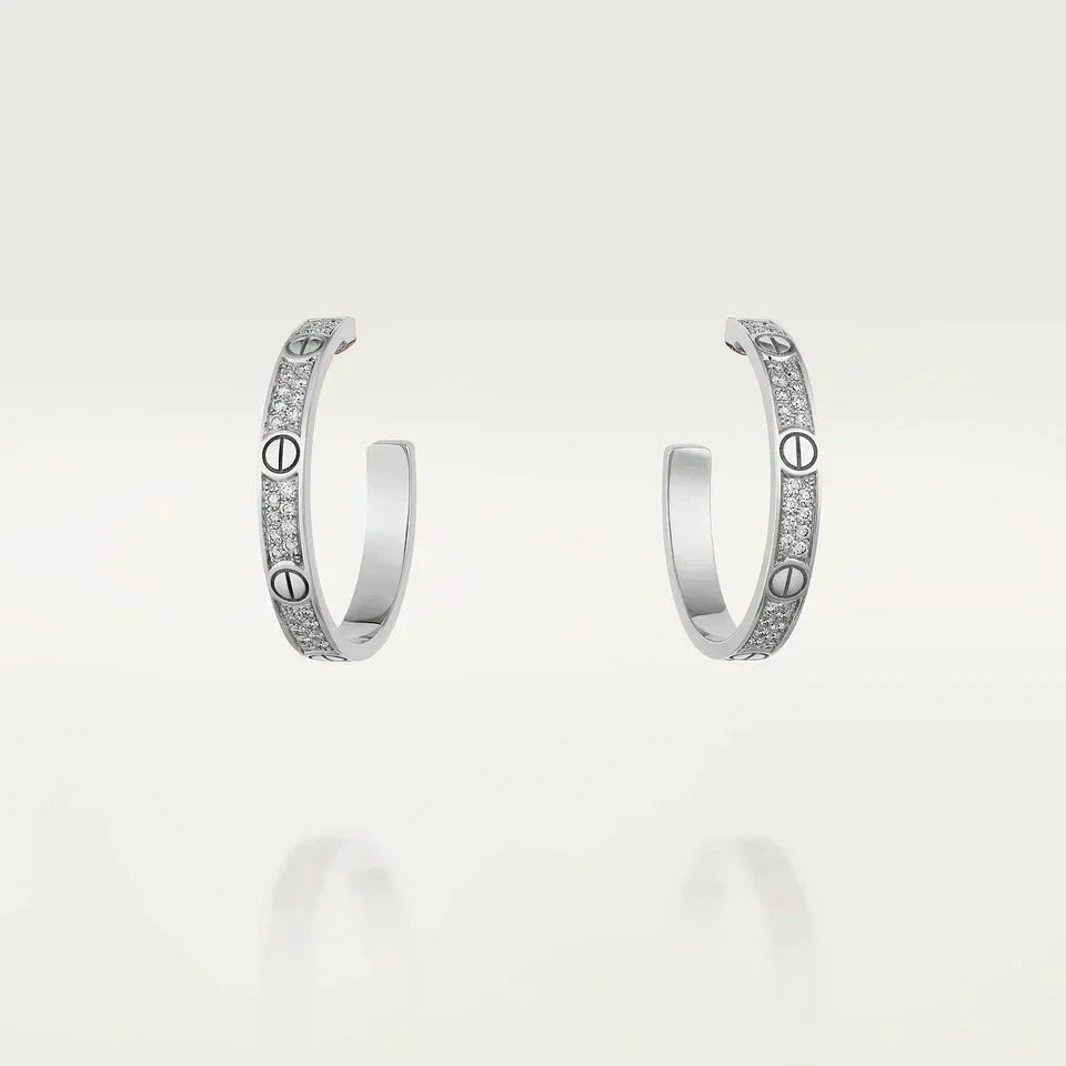 [⭐Glow]LOVE DIAMOND SILVER HOOP EARRINGS