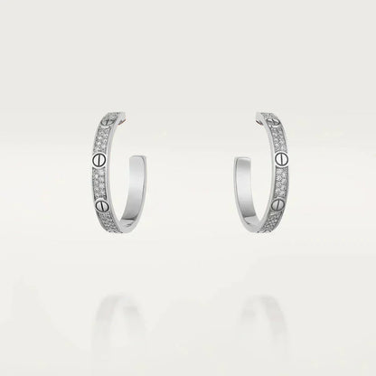 [⭐Glow]LOVE DIAMOND SILVER HOOP EARRINGS