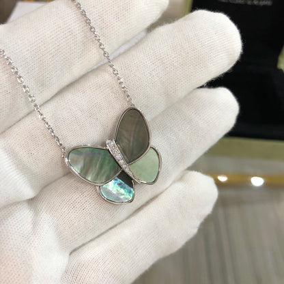 [⭐Glow]LARGE BUTTERFLY SILVER PENDANT DIAMOND NECKLACE
