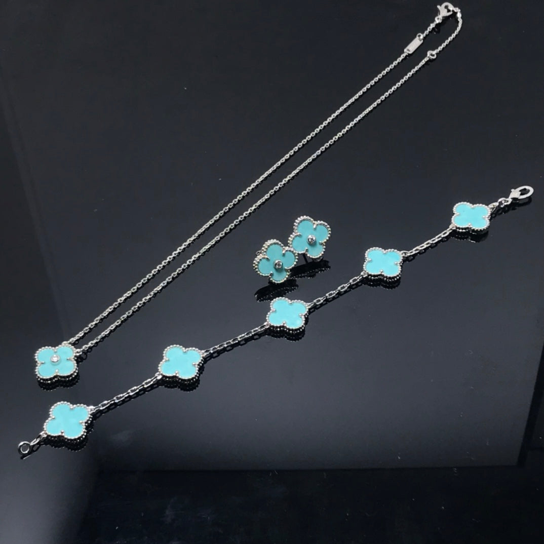 [⭐Glow]CLOVER 1 DIAMOND BLUE SKY SILVER EARRINGS