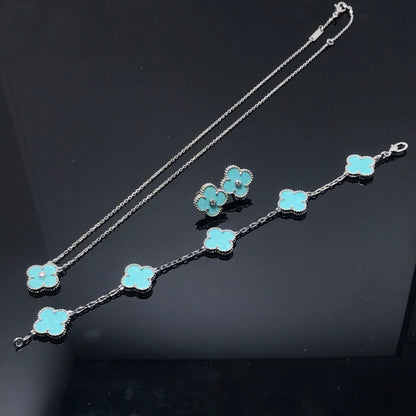 [⭐Glow]CLOVER 1 DIAMOND BLUE SKY SILVER EARRINGS