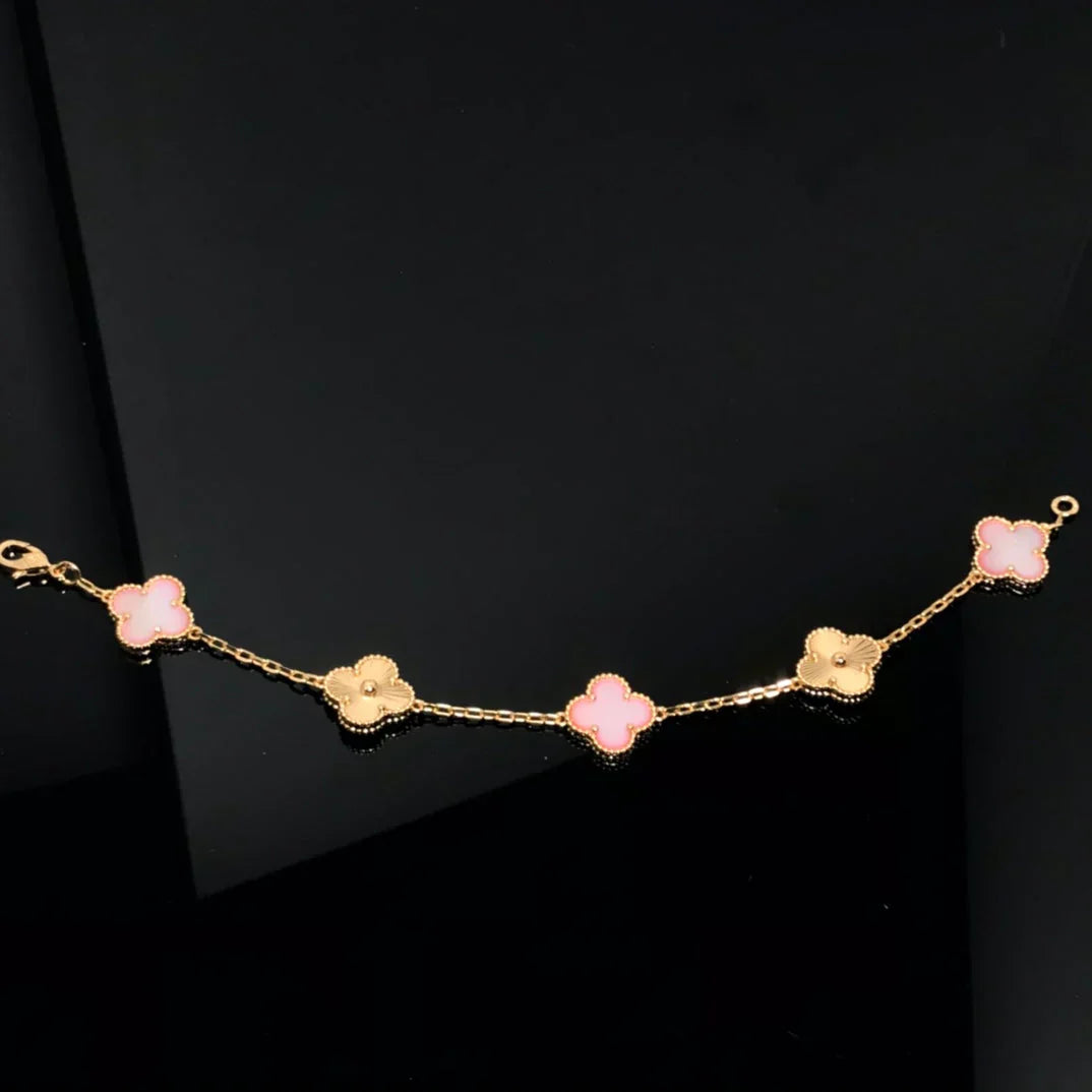 [⭐Glow] CLOVER 5 MOTIFS  PINK MOP BRACELET COLLECTION