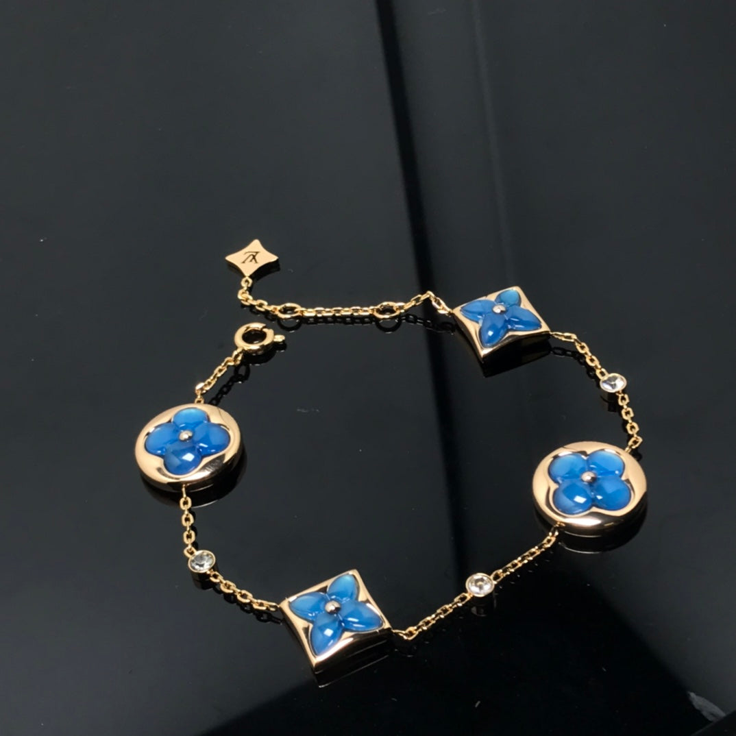 [⭐Glow]STAR AND SUN 4 MOTIF BLUE BRACELET