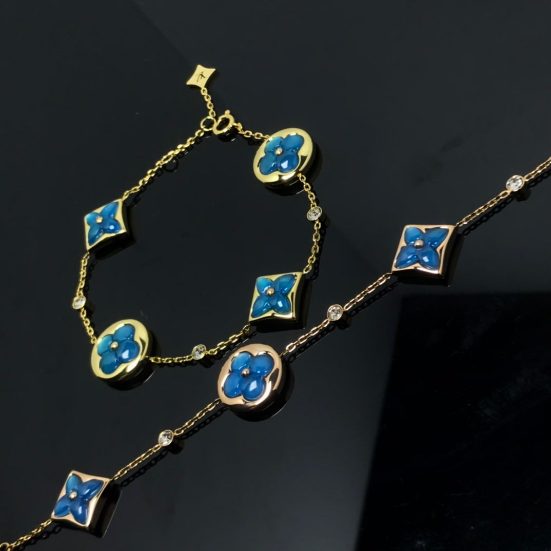[⭐Glow]STAR AND SUN 4 MOTIF BLUE BRACELET