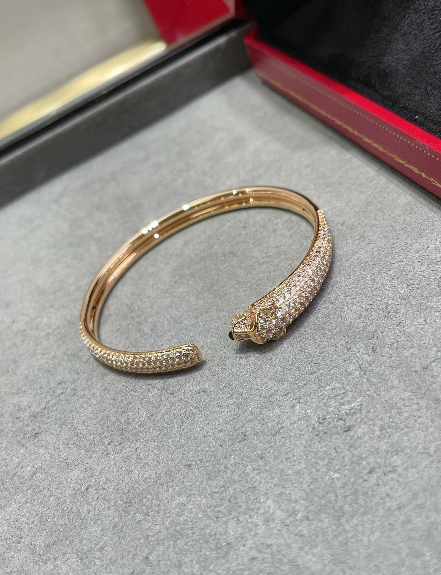 [⭐Glow]PANTHERE FULL DIAMOND OPEN BRACELET
