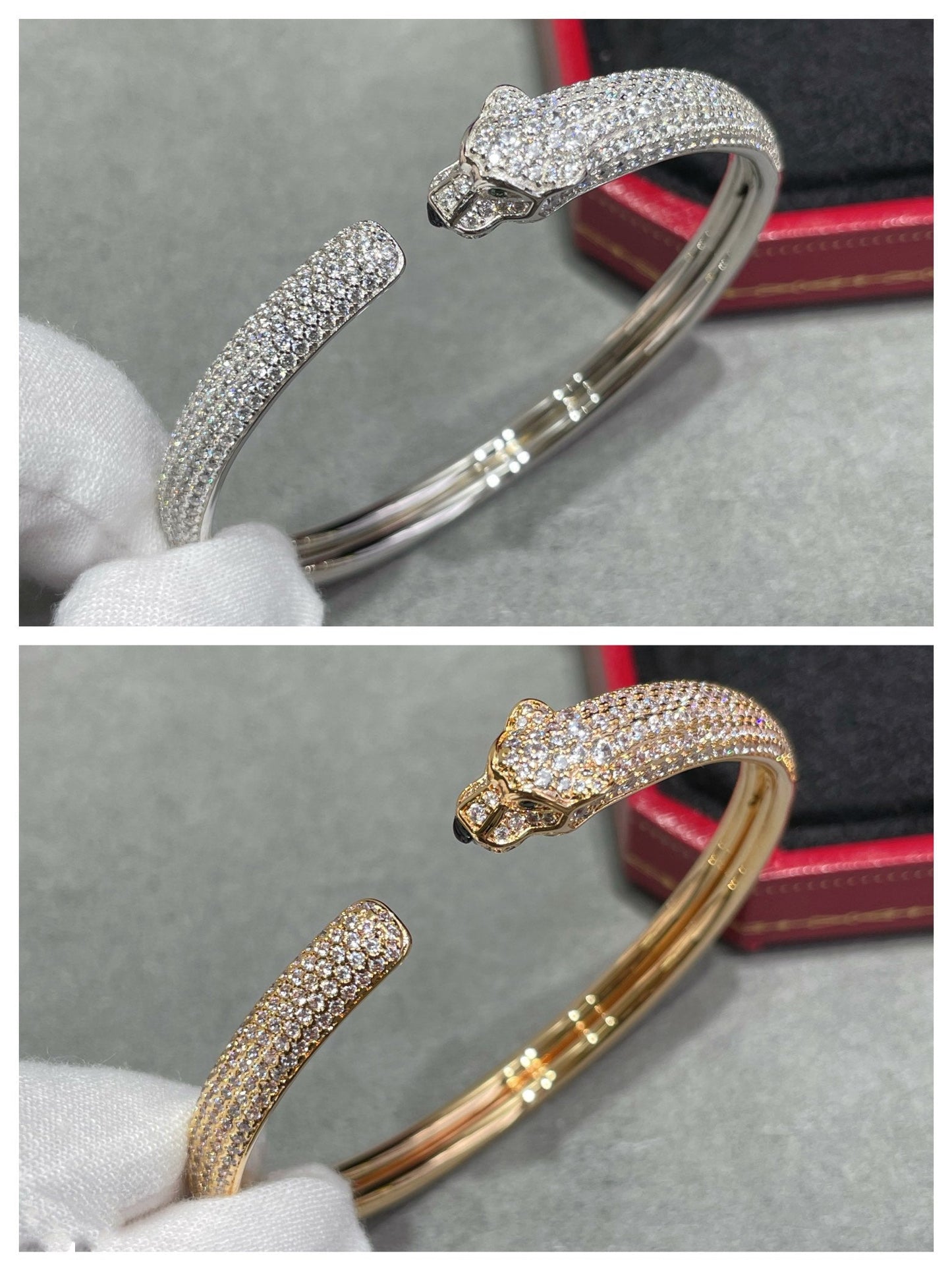 [⭐Glow]PANTHERE FULL DIAMOND OPEN BRACELET