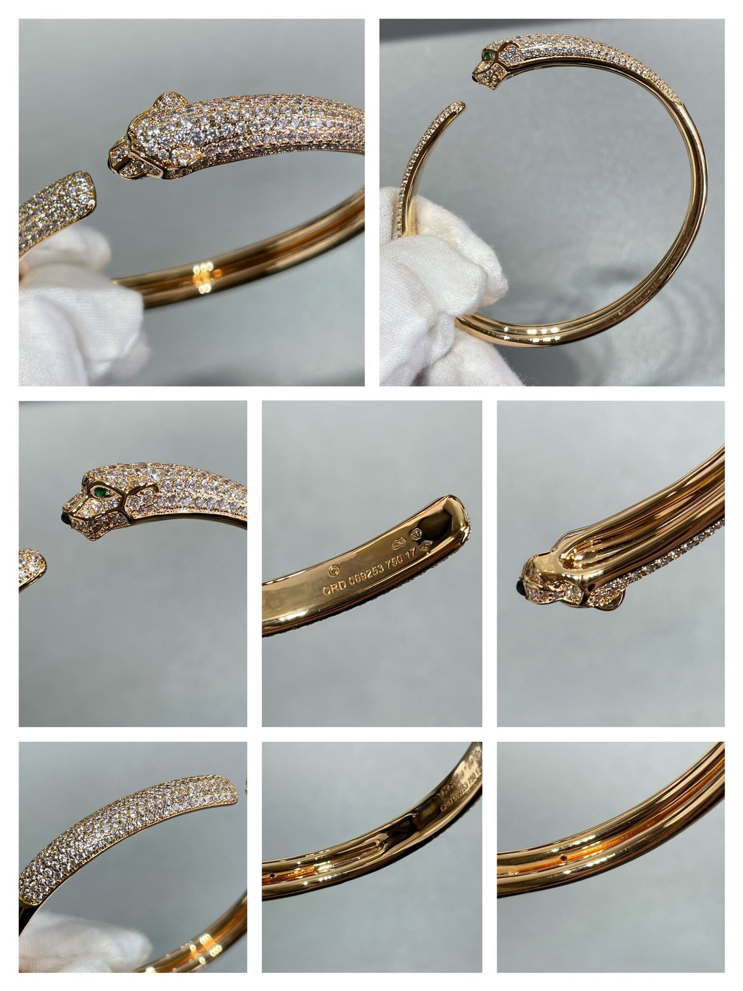 [⭐Glow]PANTHERE FULL DIAMOND OPEN BRACELET