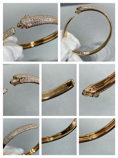 [⭐Glow]PANTHERE FULL DIAMOND OPEN BRACELET