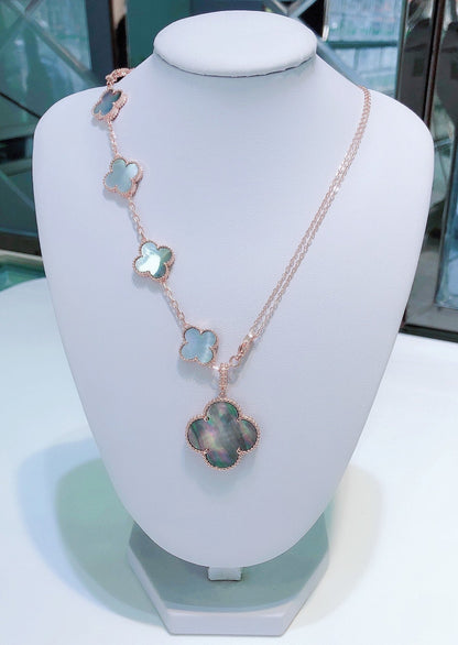 [⭐Glow]COMBINED BRACELET 5 MOTIFS AND NECKLACE DARK MOP ROSE GOLD