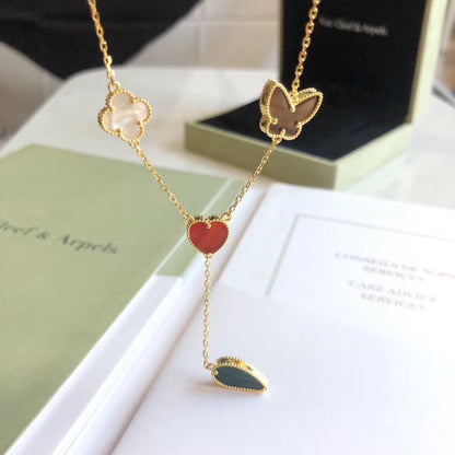 [⭐Glow]LUCKY SPRING 4 MOTIFS ROSE GOLD NECKLACE