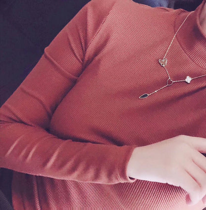 [⭐Glow]LUCKY SPRING 4 MOTIFS ROSE GOLD NECKLACE