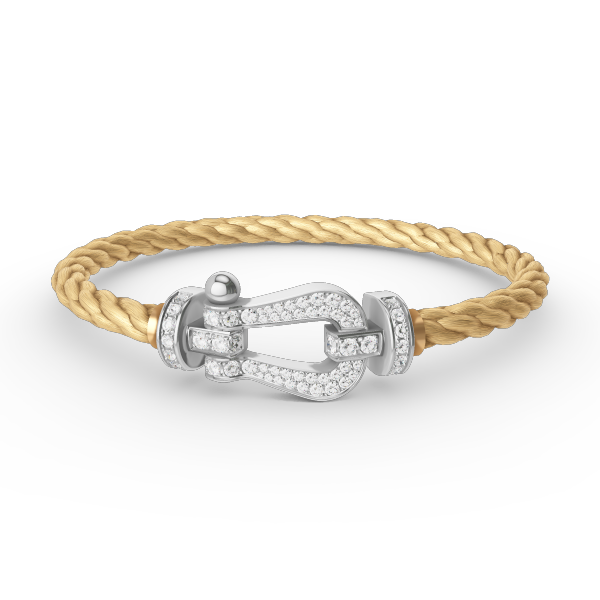 [⭐Glow]FORCE LARGE HORSESHOE FULL DIAMOND BRACELET SILVER