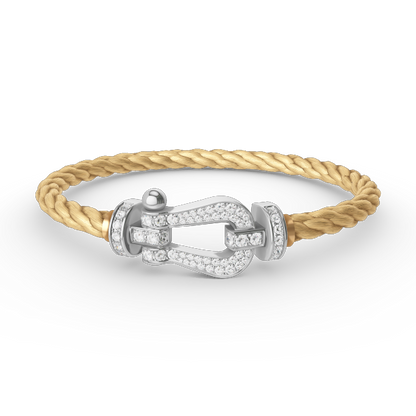 [⭐Glow]FORCE LARGE HORSESHOE FULL DIAMOND BRACELET SILVER