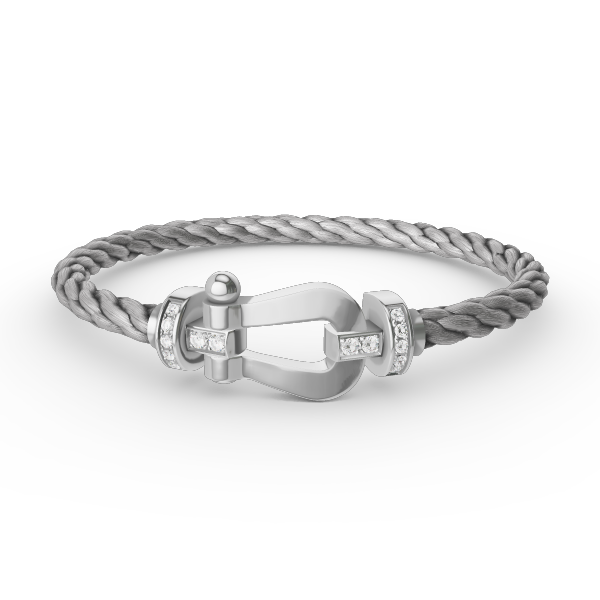 [⭐Glow]FORCE LARGE HORSESHOE HALF DIAMOND BRACELET SILVER