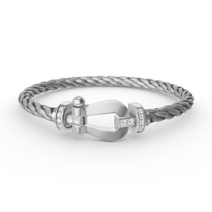 [⭐Glow]FORCE LARGE HORSESHOE HALF DIAMOND BRACELET SILVER