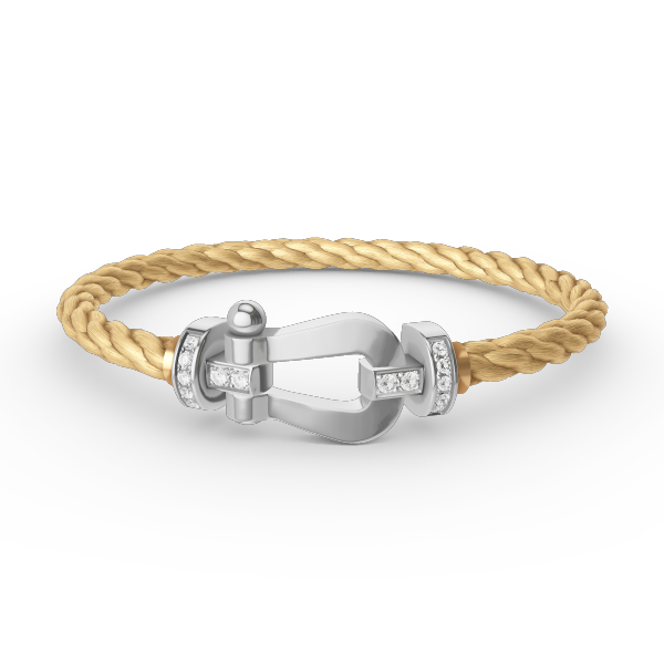 [⭐Glow]FORCE LARGE HORSESHOE HALF DIAMOND BRACELET SILVER