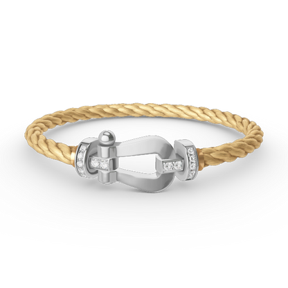 [⭐Glow]FORCE LARGE HORSESHOE HALF DIAMOND BRACELET SILVER
