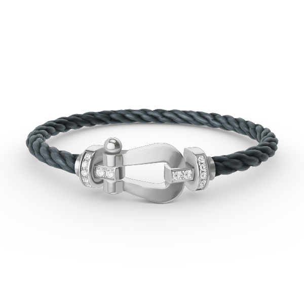 [⭐Glow]FORCE LARGE HORSESHOE HALF DIAMOND BRACELET SILVER