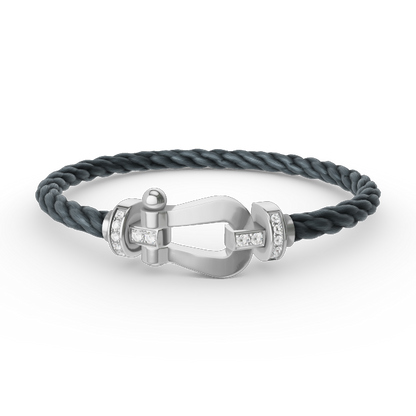 [⭐Glow]FORCE LARGE HORSESHOE HALF DIAMOND BRACELET SILVER