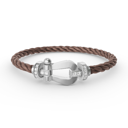 [⭐Glow]FORCE LARGE HORSESHOE HALF DIAMOND BRACELET SILVER