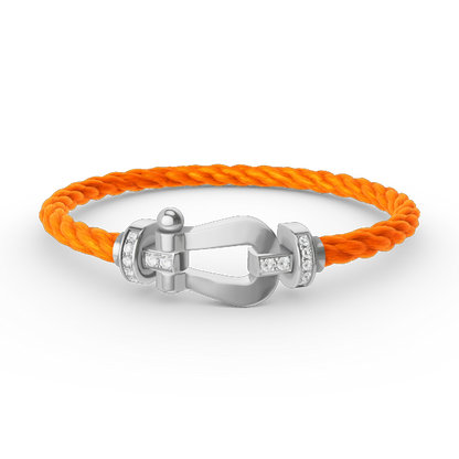 [⭐Glow]FORCE LARGE HORSESHOE HALF DIAMOND BRACELET SILVER