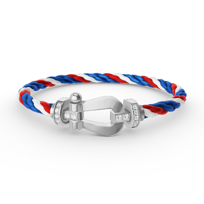[⭐Glow]FORCE LARGE HORSESHOE HALF DIAMOND BRACELET SILVER