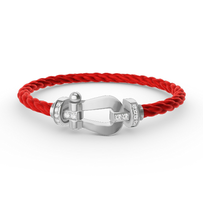 [⭐Glow]FORCE LARGE HORSESHOE HALF DIAMOND BRACELET SILVER