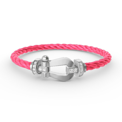 [⭐Glow]FORCE LARGE HORSESHOE HALF DIAMOND BRACELET SILVER