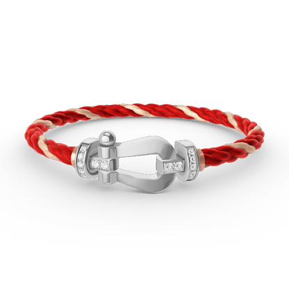 [⭐Glow]FORCE LARGE HORSESHOE HALF DIAMOND BRACELET SILVER