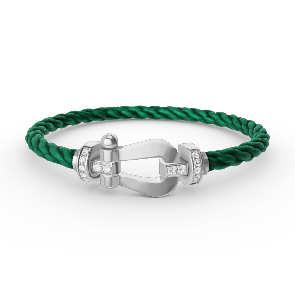 [⭐Glow]FORCE LARGE HORSESHOE HALF DIAMOND BRACELET SILVER