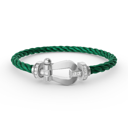 [⭐Glow]FORCE LARGE HORSESHOE HALF DIAMOND BRACELET SILVER