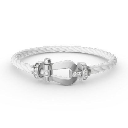 [⭐Glow]FORCE LARGE HORSESHOE HALF DIAMOND BRACELET SILVER