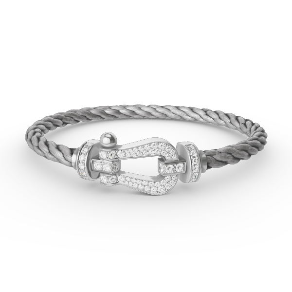 [⭐Glow]FORCE LARGE HORSESHOE FULL DIAMOND BRACELET SILVER