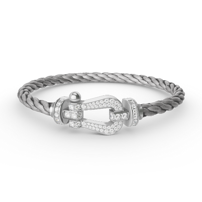 [⭐Glow]FORCE LARGE HORSESHOE FULL DIAMOND BRACELET SILVER