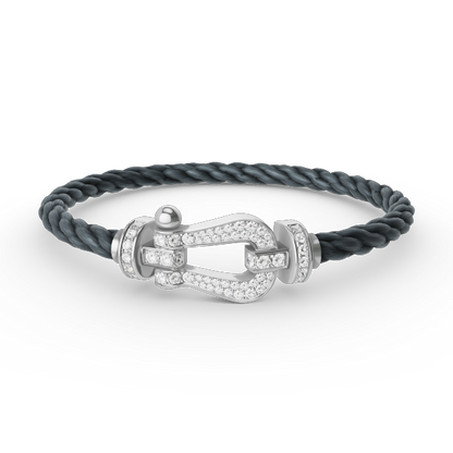 [⭐Glow]FORCE LARGE HORSESHOE FULL DIAMOND BRACELET SILVER