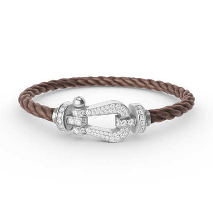 [⭐Glow]FORCE LARGE HORSESHOE FULL DIAMOND BRACELET SILVER