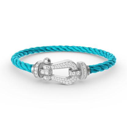 [⭐Glow]FORCE LARGE HORSESHOE FULL DIAMOND BRACELET SILVER