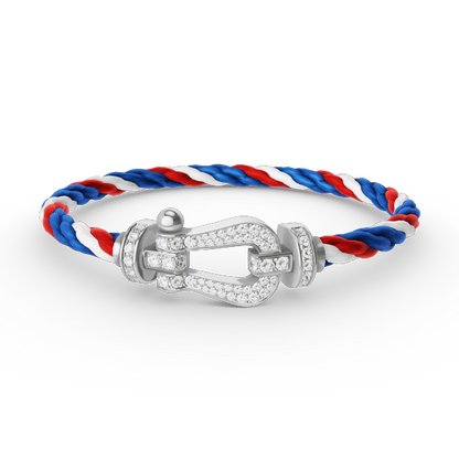[⭐Glow]FORCE LARGE HORSESHOE FULL DIAMOND BRACELET SILVER