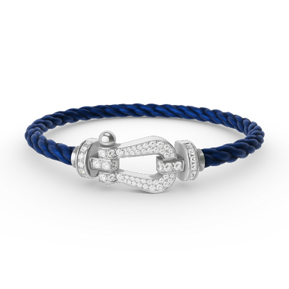 [⭐Glow]FORCE LARGE HORSESHOE FULL DIAMOND BRACELET SILVER