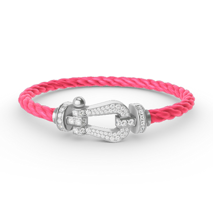 [⭐Glow]FORCE LARGE HORSESHOE FULL DIAMOND BRACELET SILVER